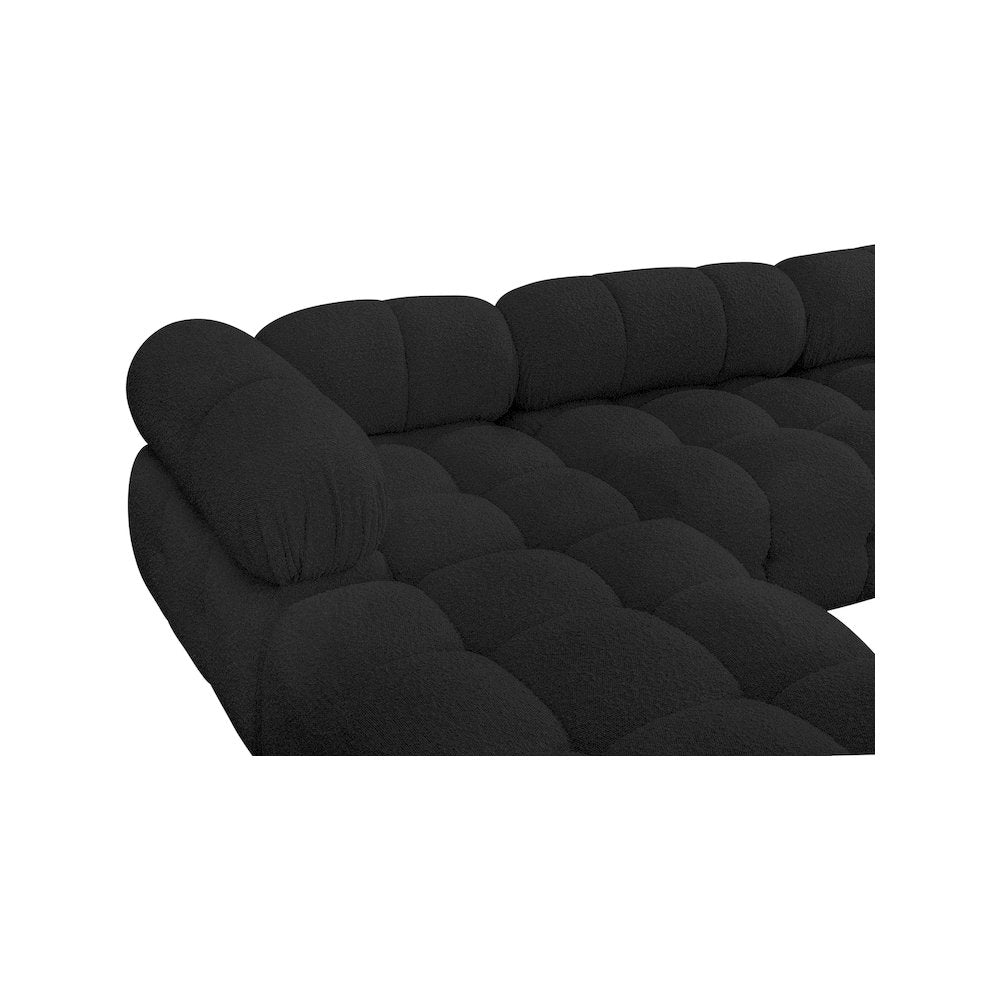 Ames Black Boucle Fabric Modular Sectional