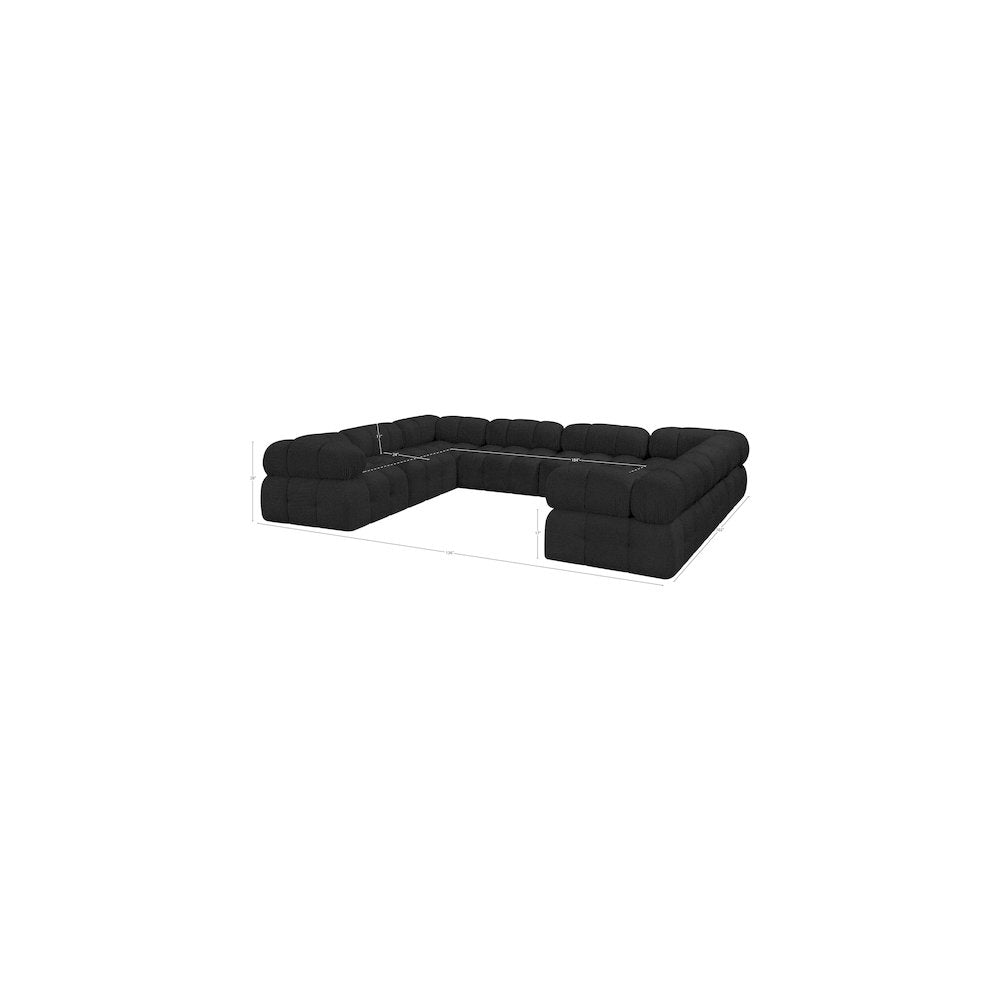 Ames Black Boucle Fabric Modular Sectional
