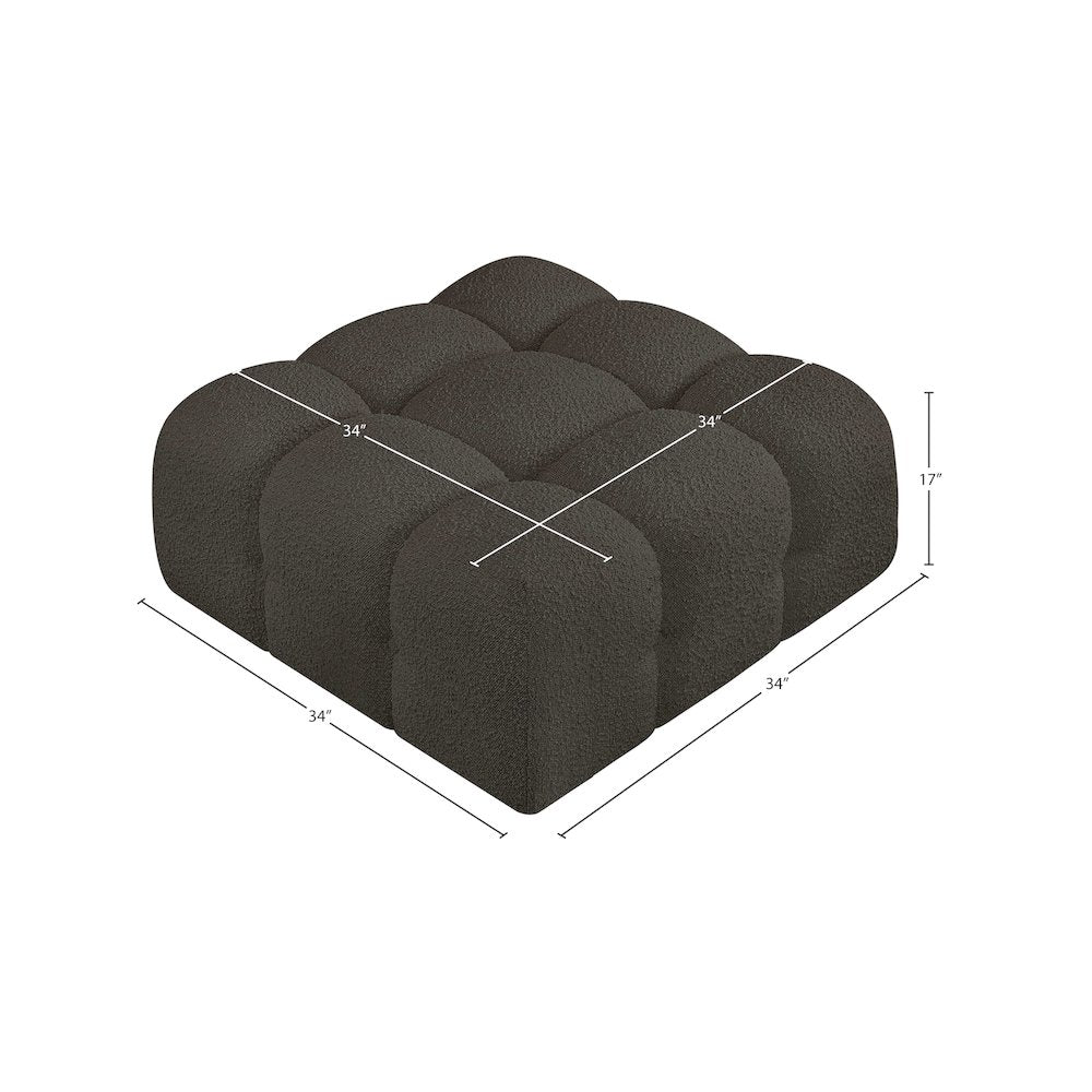 Ames Brown Boucle Fabric Ottoman