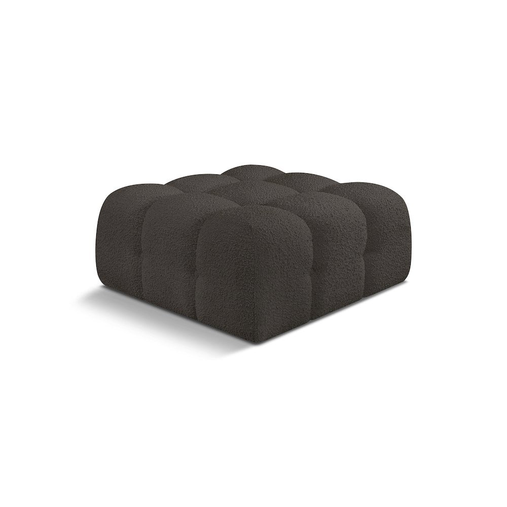 Ames Brown Boucle Fabric Ottoman