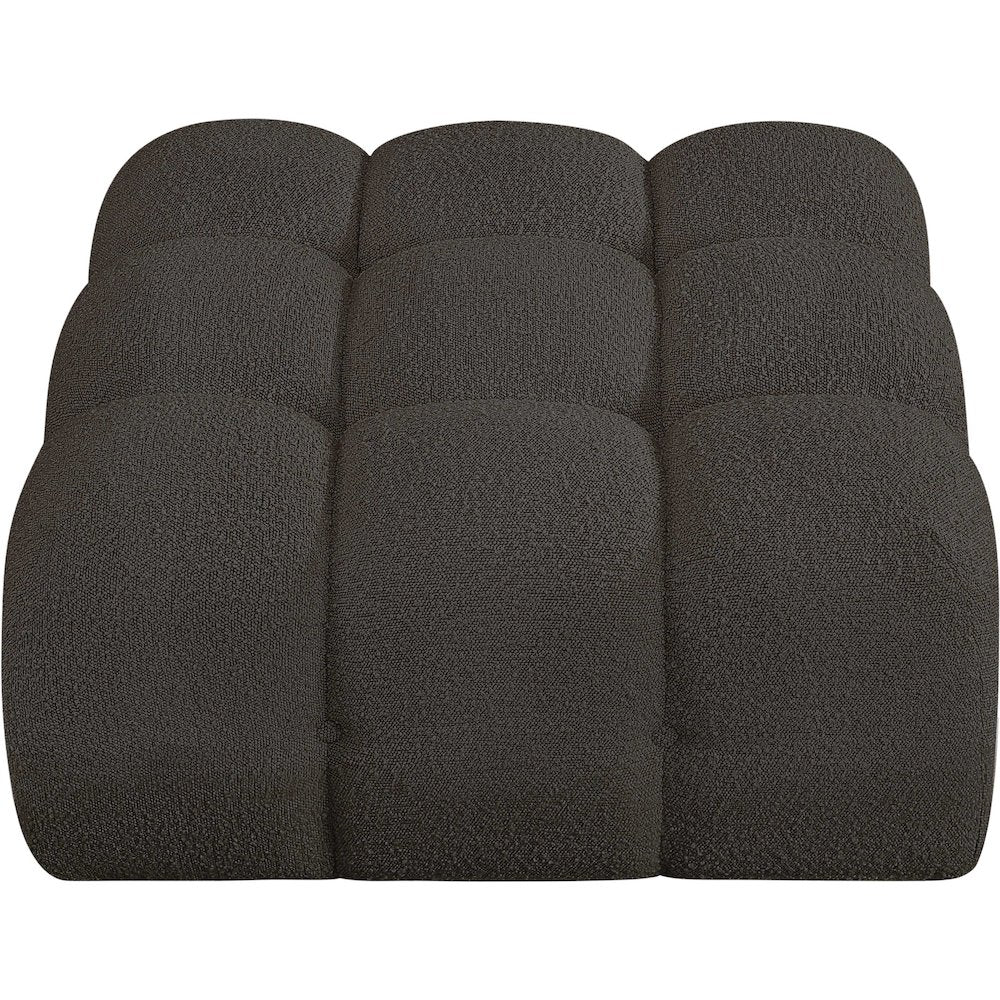 Ames Brown Boucle Fabric Ottoman
