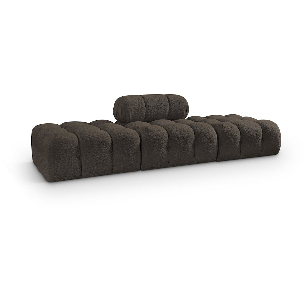 Ames 102" Brown Boucle Fabric Upholstered 3pc. Modular Sofa