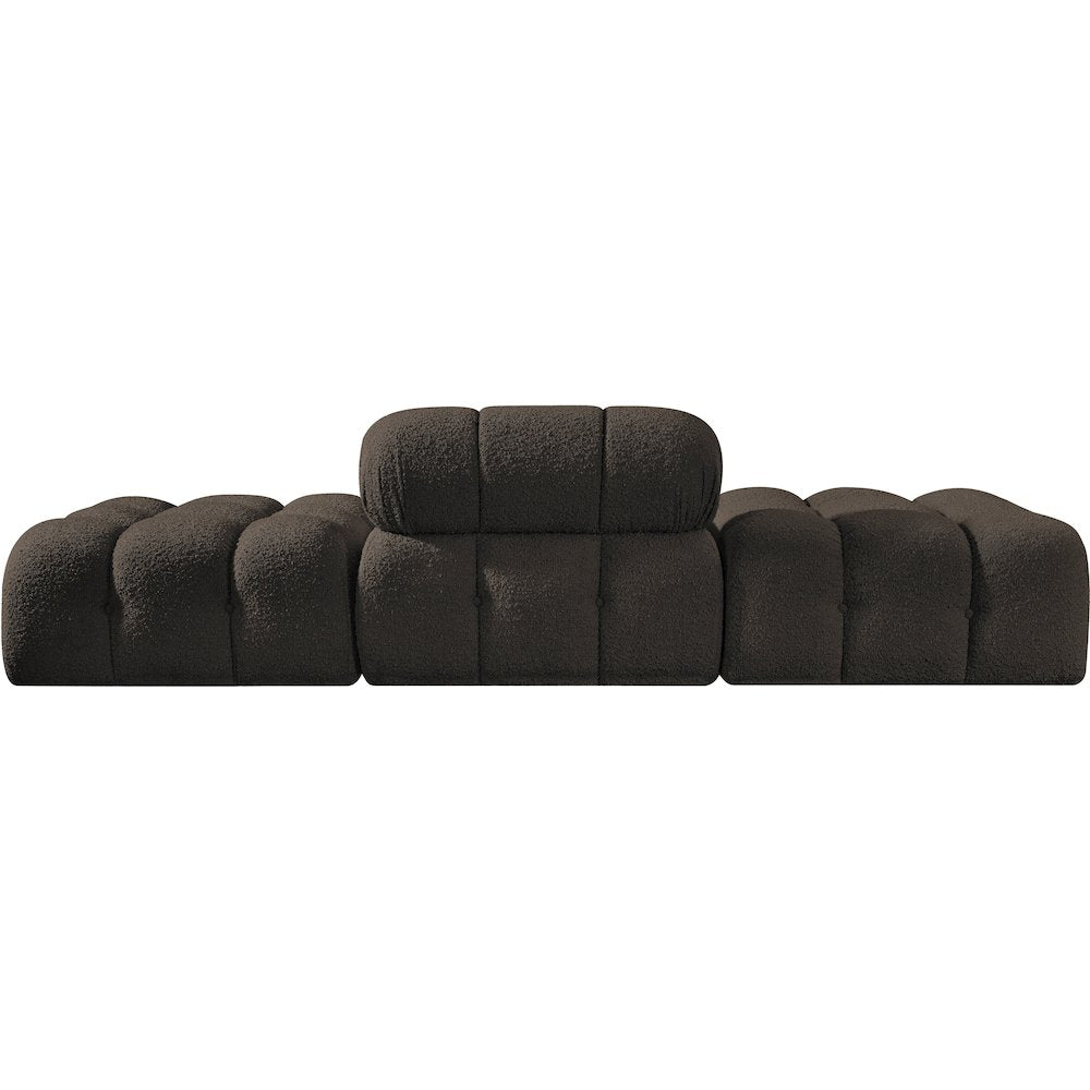 Ames 102" Brown Boucle Fabric Upholstered 3pc. Modular Sofa