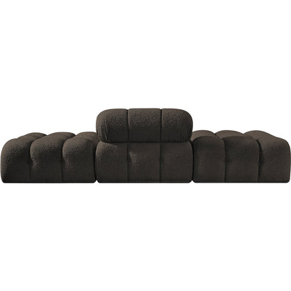 Ames 102" Brown Boucle Fabric Upholstered 3pc. Modular Sofa