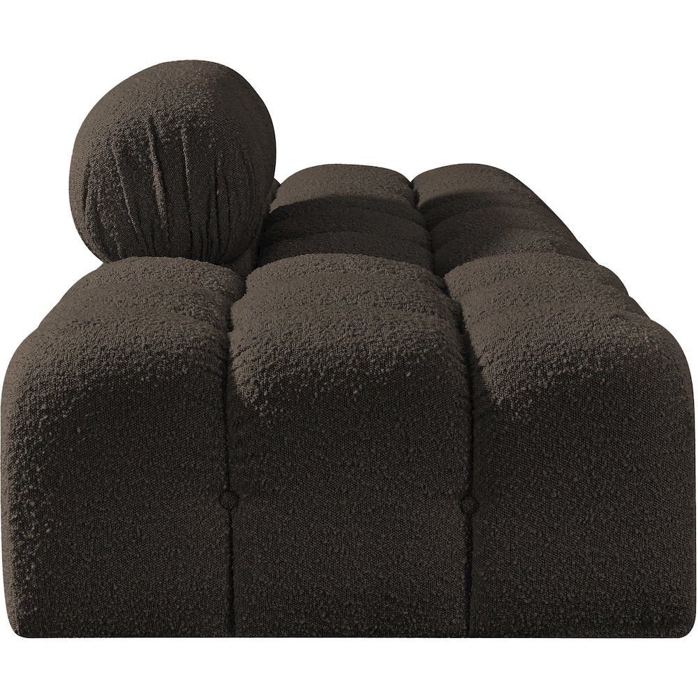 Ames 102" Brown Boucle Fabric Upholstered 3pc. Modular Sofa