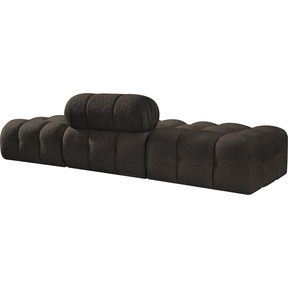 Ames 102" Brown Boucle Fabric Upholstered 3pc. Modular Sofa
