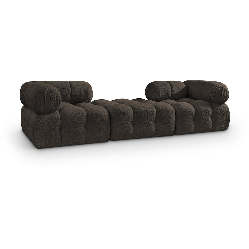 Ames 102" Brown Boucle Fabric Upholstered 3pc. Modular Sofa