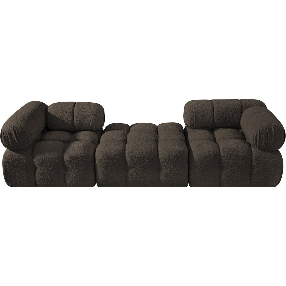 Ames 102" Brown Boucle Fabric Upholstered 3pc. Modular Sofa
