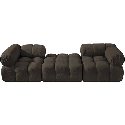 Ames 102" Brown Boucle Fabric Upholstered 3pc. Modular Sofa