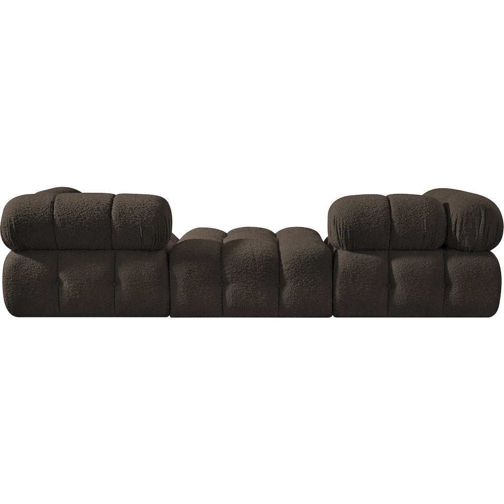 Ames 102" Brown Boucle Fabric Upholstered 3pc. Modular Sofa