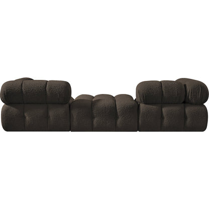 Ames 102" Brown Boucle Fabric Upholstered 3pc. Modular Sofa