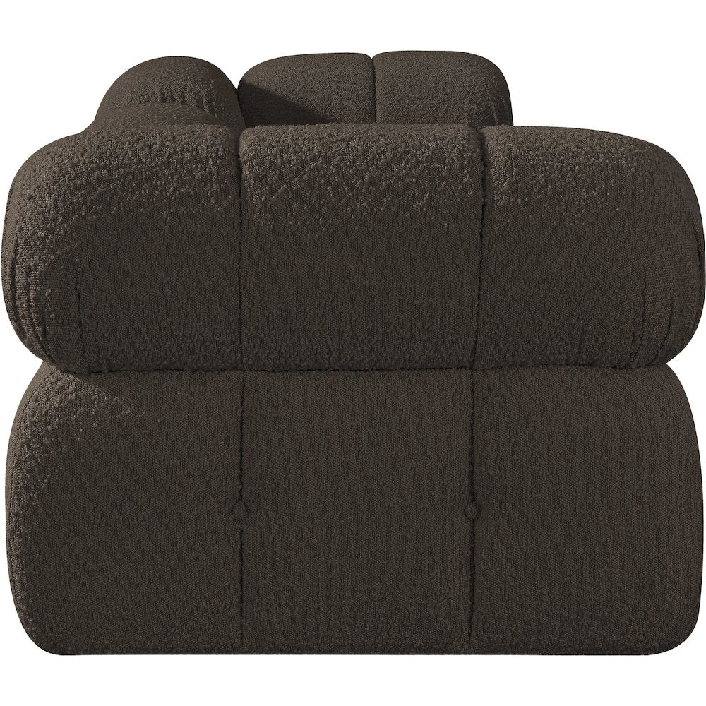 Ames 102" Brown Boucle Fabric Upholstered 3pc. Modular Sofa