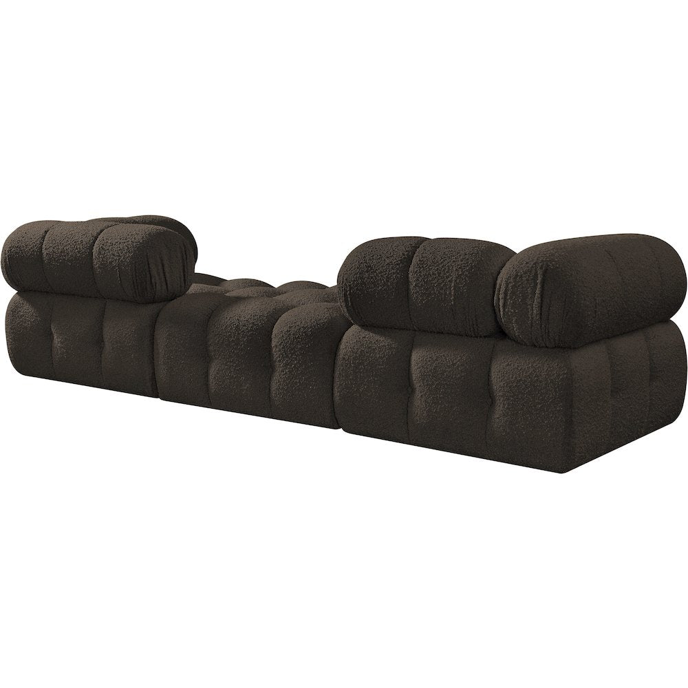 Ames 102" Brown Boucle Fabric Upholstered 3pc. Modular Sofa