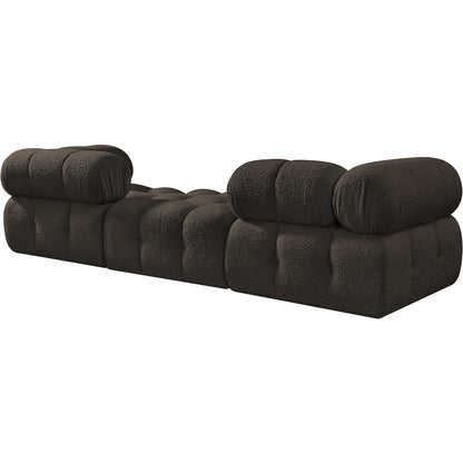 Ames 102" Brown Boucle Fabric Upholstered 3pc. Modular Sofa