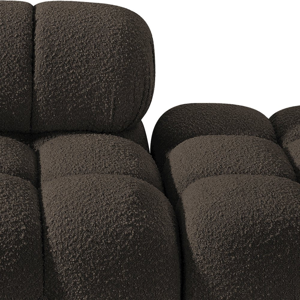 Ames 102" Brown Boucle Fabric Upholstered 3pc. Modular Sofa