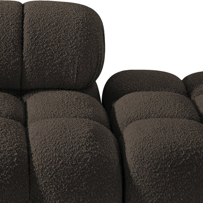Ames 102" Brown Boucle Fabric Upholstered 3pc. Modular Sofa