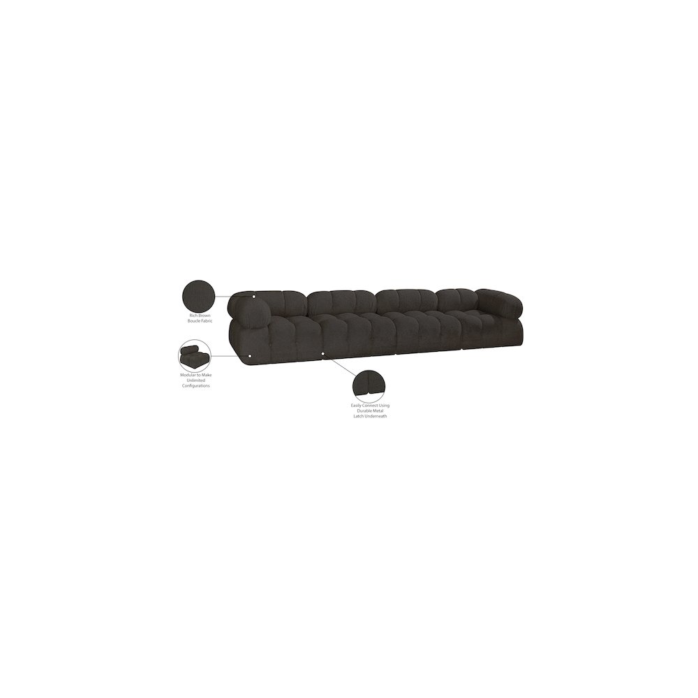 Ames Brown Boucle Fabric Modular Sofa