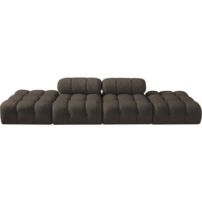 Ames 136" Brown Boucle Fabric Upholstered 4pc. Modular Sofa
