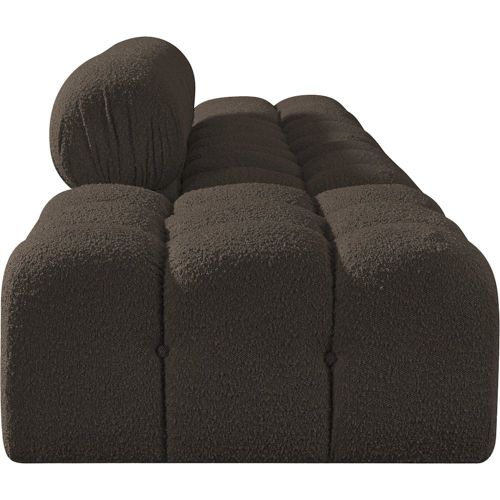 Ames 136" Brown Boucle Fabric Upholstered 4pc. Modular Sofa
