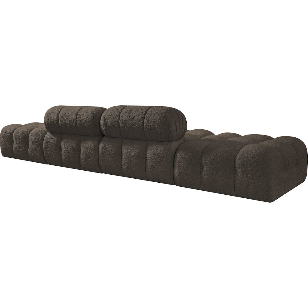 Ames 136" Brown Boucle Fabric Upholstered 4pc. Modular Sofa