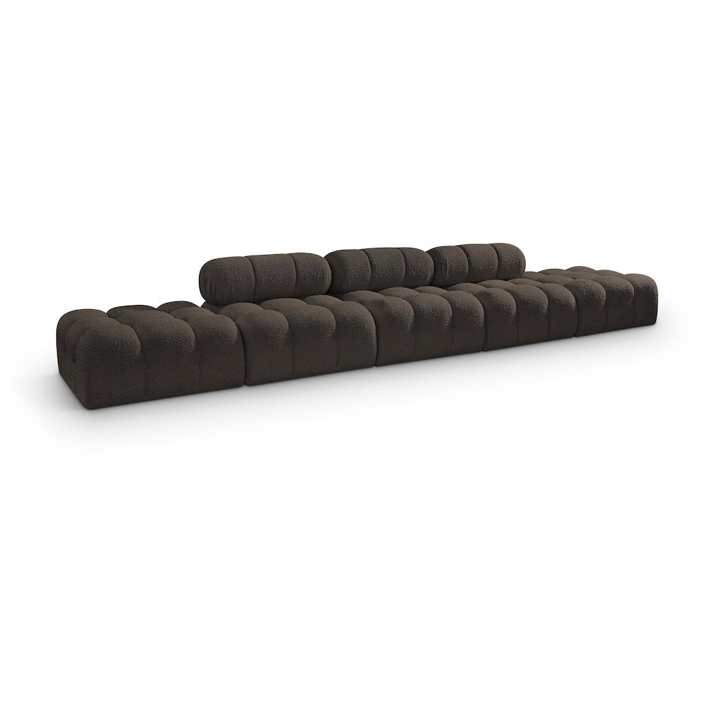 Ames 170" Brown Boucle Fabric Upholstered 5pc. Modular Sofa