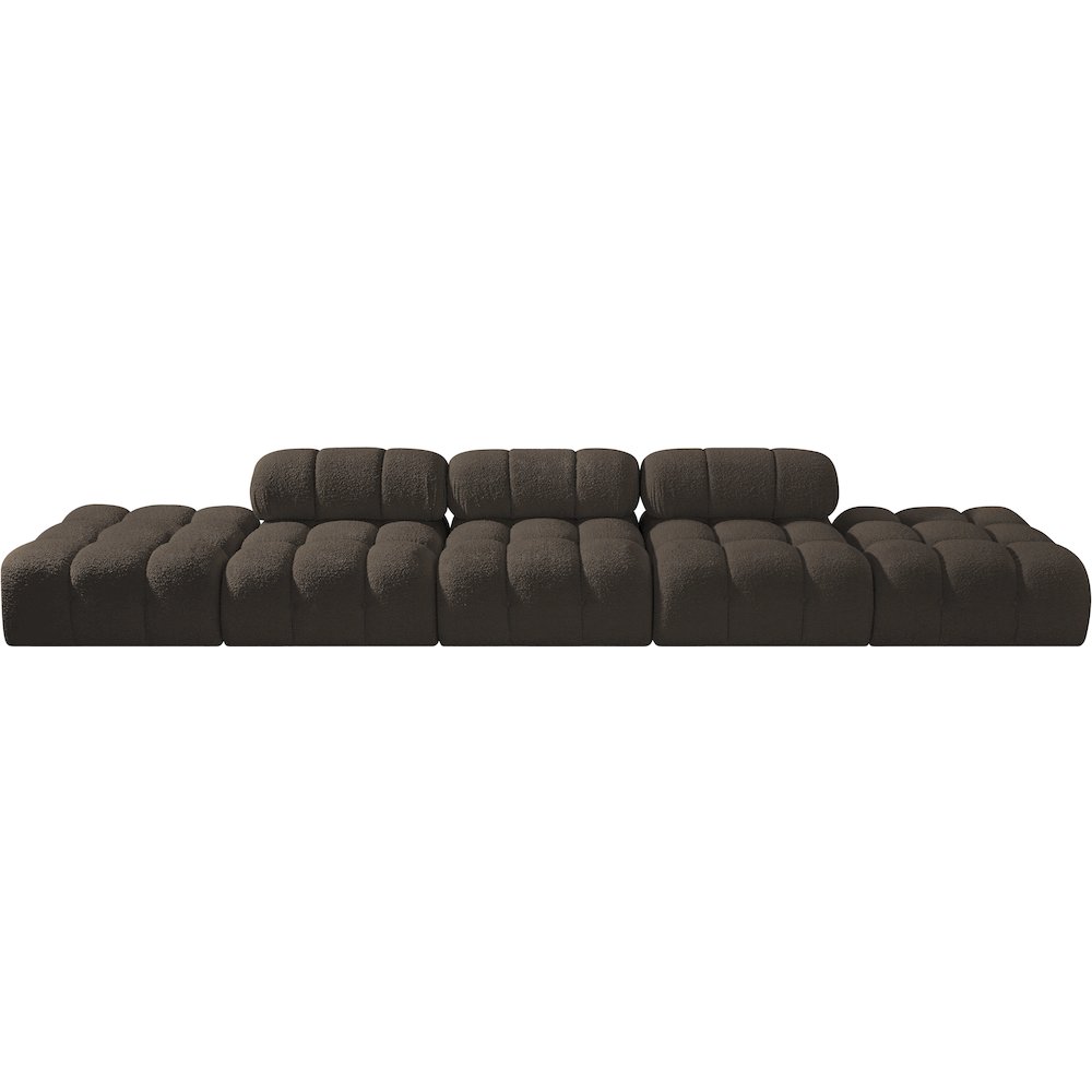 Ames 170" Brown Boucle Fabric Upholstered 5pc. Modular Sofa