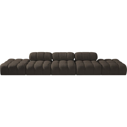 Ames 170" Brown Boucle Fabric Upholstered 5pc. Modular Sofa