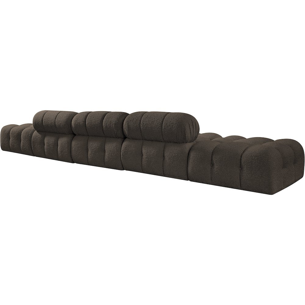 Ames 170" Brown Boucle Fabric Upholstered 5pc. Modular Sofa