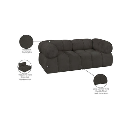 Ames Brown Boucle Fabric Modular Sofa