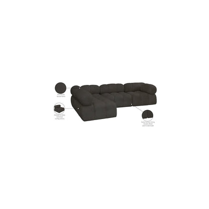 Ames Brown Boucle Fabric Modular Sectional