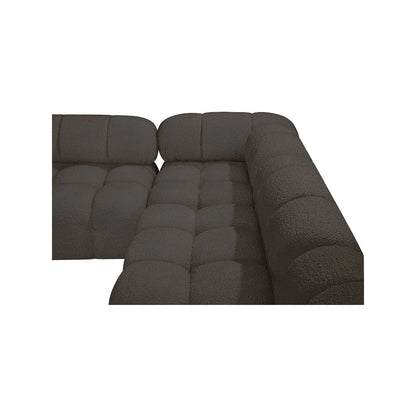 Ames Brown Boucle Fabric Modular Sectional