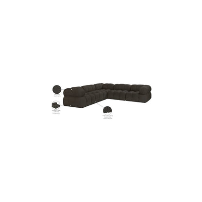 Ames Brown Boucle Fabric Modular Sectional