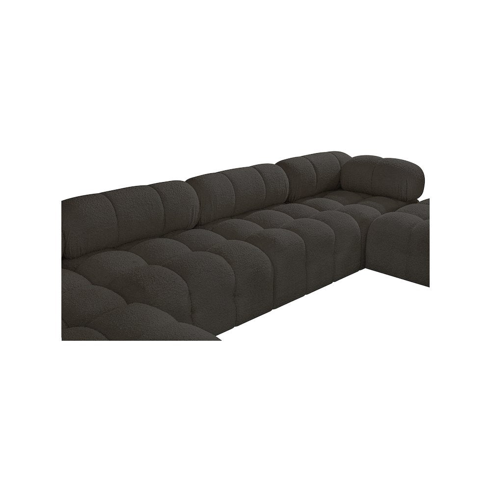 Ames Brown Boucle Fabric Modular Sectional