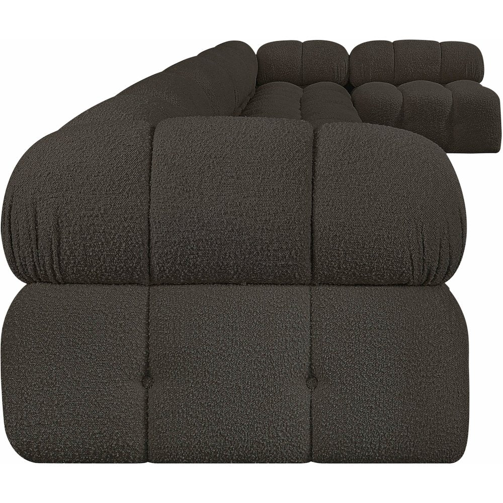 Ames Brown Boucle Fabric Modular Sectional