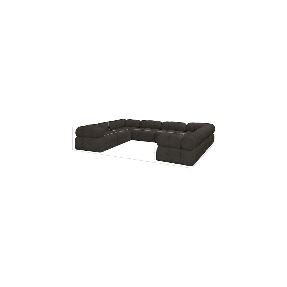 Ames Brown Boucle Fabric Modular Sectional