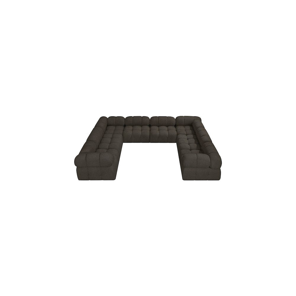 Ames Brown Boucle Fabric Modular Sectional