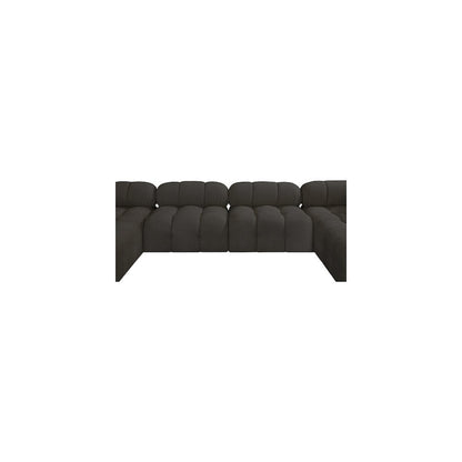 Ames Brown Boucle Fabric Modular Sectional