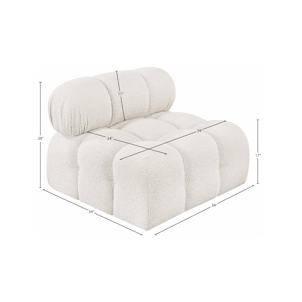 Ames Cream Boucle Fabric Armless