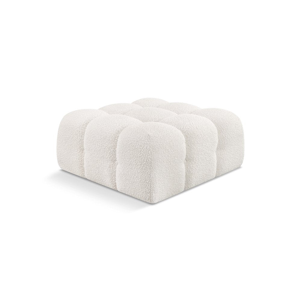 Ames Cream Boucle Fabric Ottoman