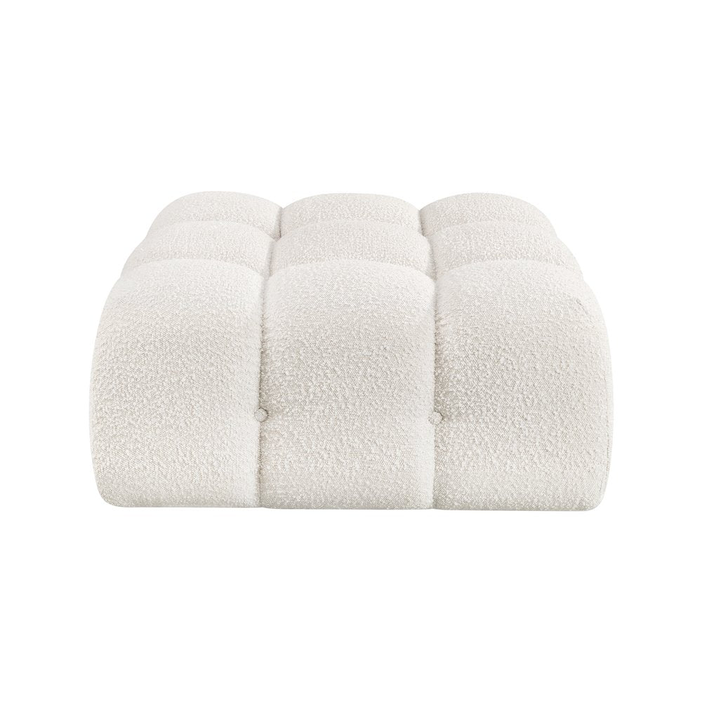 Ames Cream Boucle Fabric Ottoman
