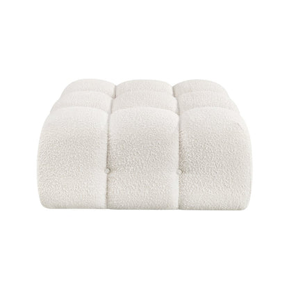 Ames Cream Boucle Fabric Ottoman