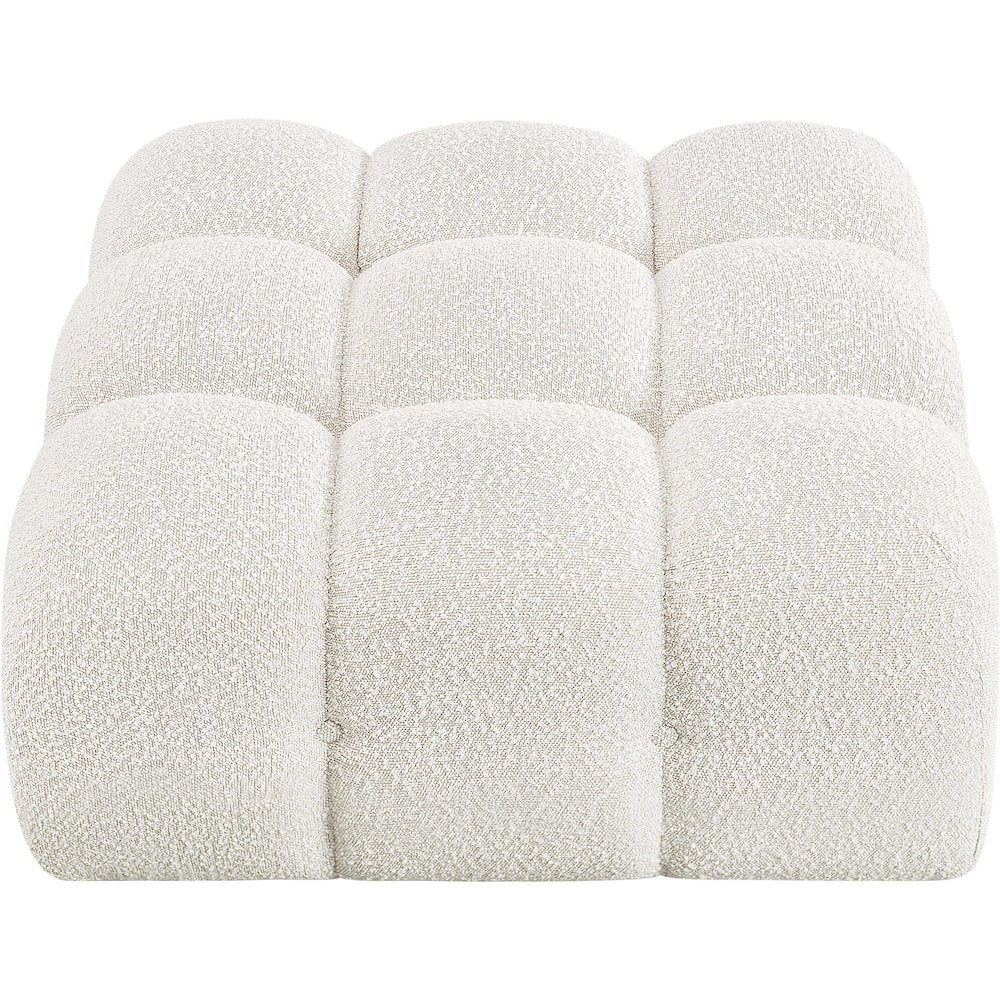 Ames Cream Boucle Fabric Ottoman