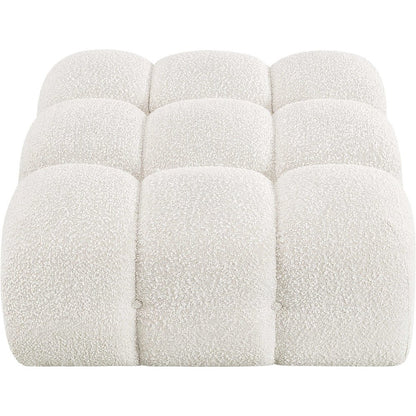 Ames Cream Boucle Fabric Ottoman