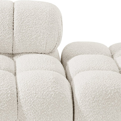 Ames 136" Cream Boucle Fabric Upholstered 4pc. Modular Sofa
