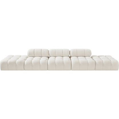 Ames 170" Cream Boucle Fabric Upholstered 5pc. Modular Sofa