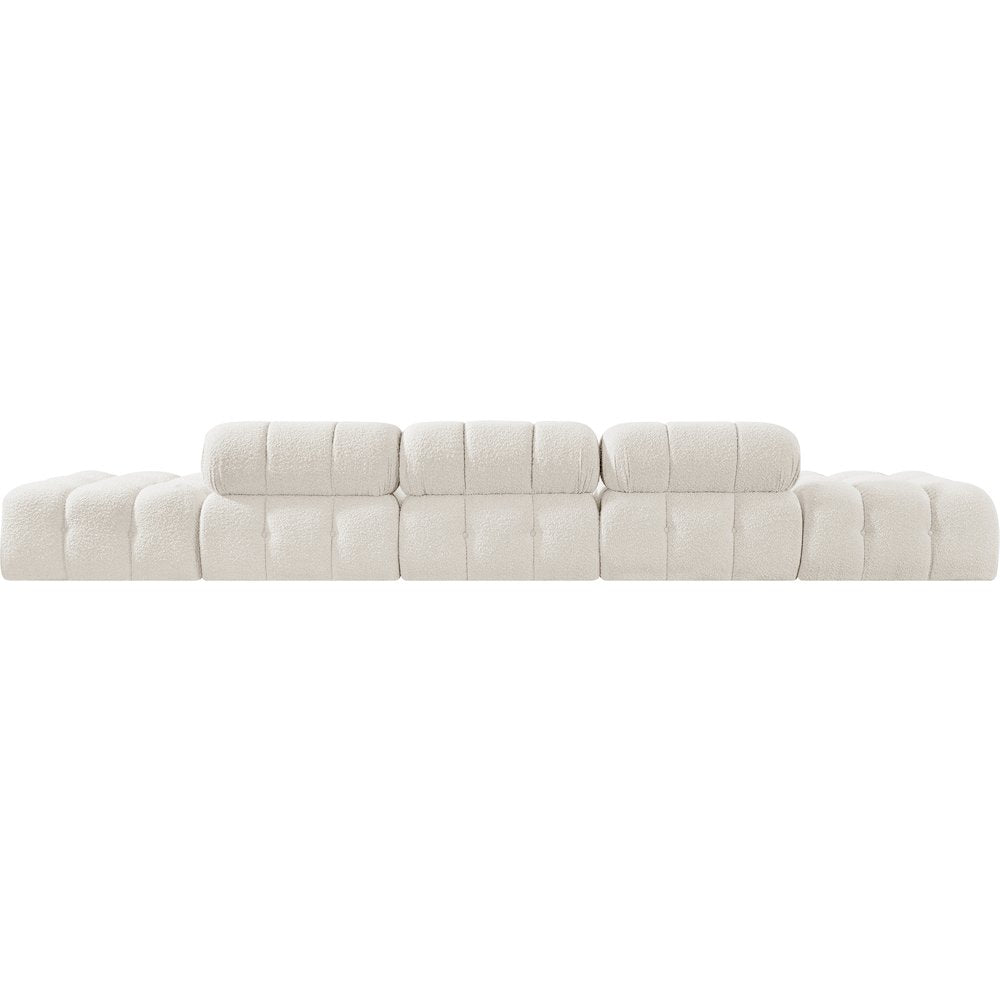 Ames 170" Cream Boucle Fabric Upholstered 5pc. Modular Sofa