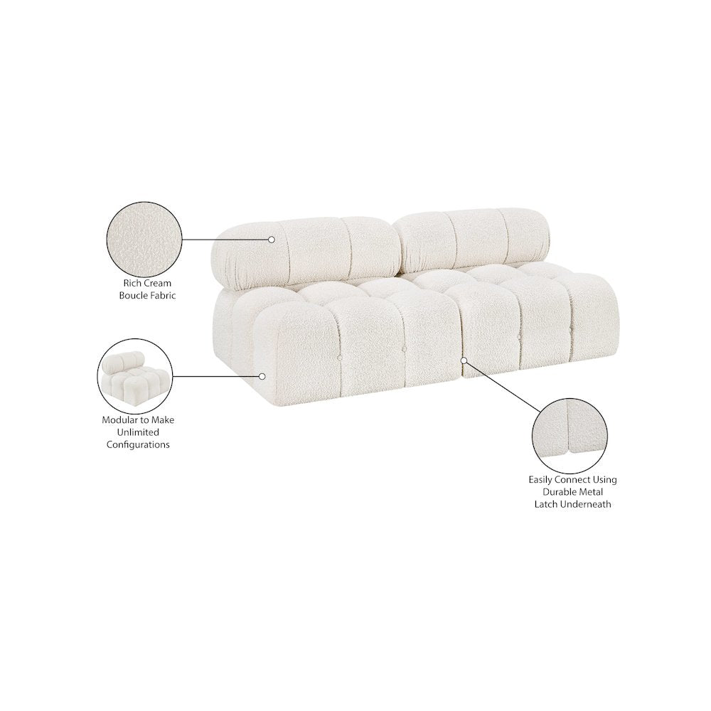 Ames Cream Boucle Fabric Modular Sofa