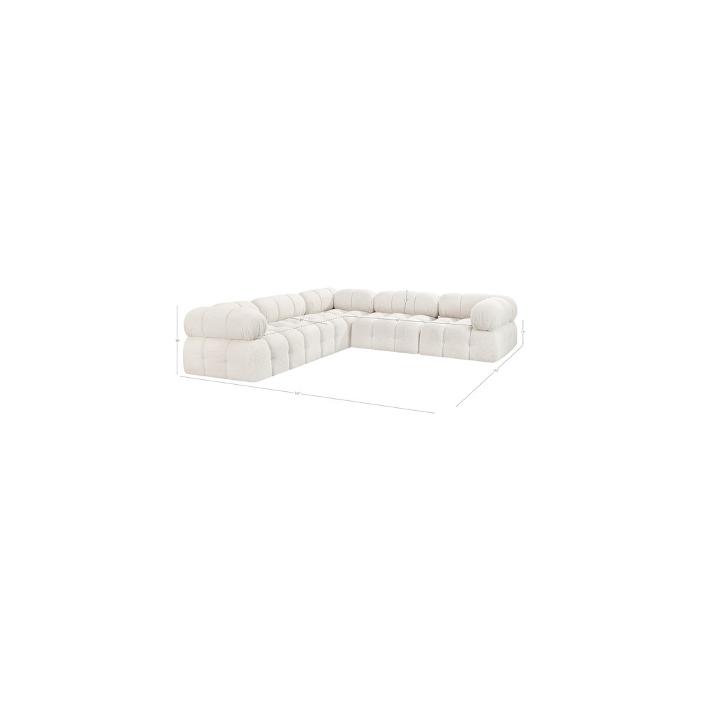 Ames Cream Boucle Fabric Modular Sectional