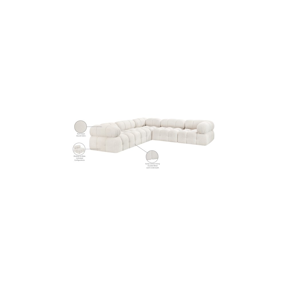 Ames Cream Boucle Fabric Modular Sectional