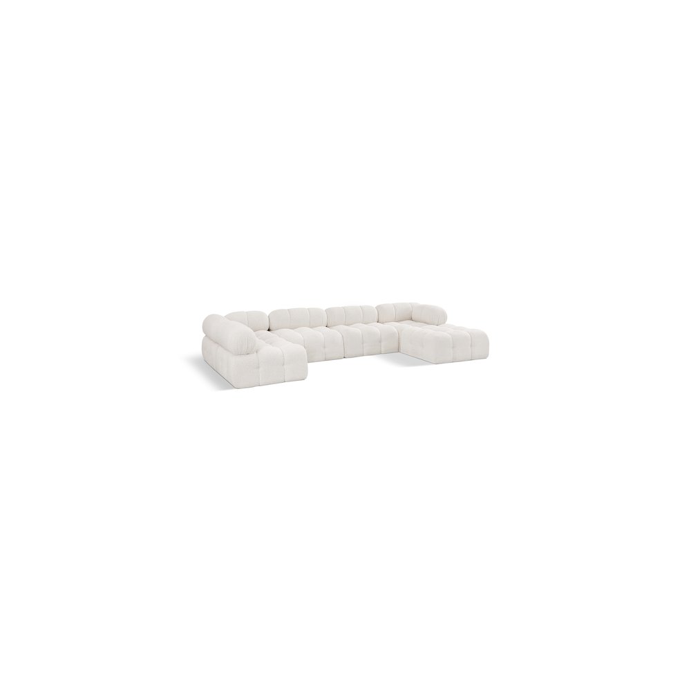 Ames Cream Boucle Fabric Modular Sectional